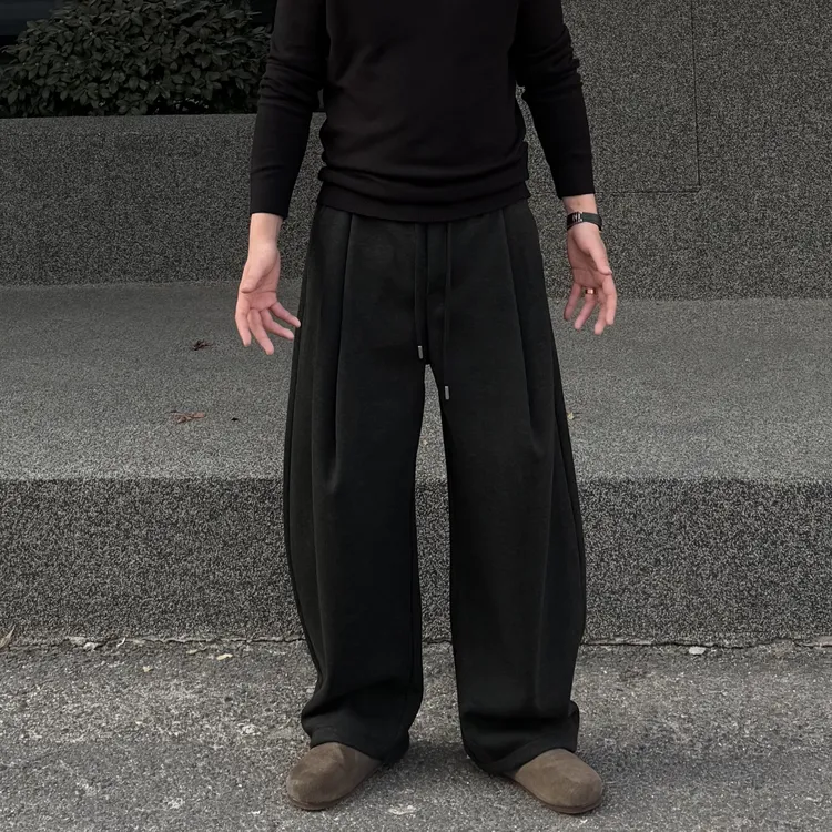 【羊毛系列】25冬款立体剪裁拉毛休闲裤垂感松弛泛滥感慵懒长裤6388