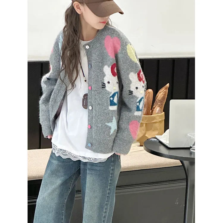 K29519孙小美韩系女童秋装毛衣2025新款儿童外套女大童春秋开衫潮