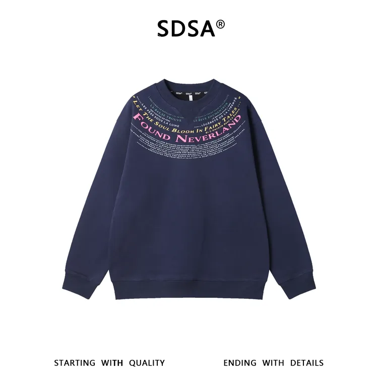 SDSA男士秋冬新款痞帅男装美式高街撞色印花字母圆领卫衣百搭时尚