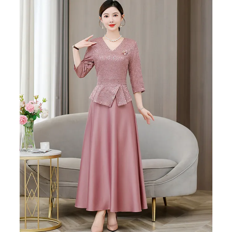 喜婆婆婚宴礼服连衣裙女2025新款洋气阔太太高贵轻奢贵夫人长裙子