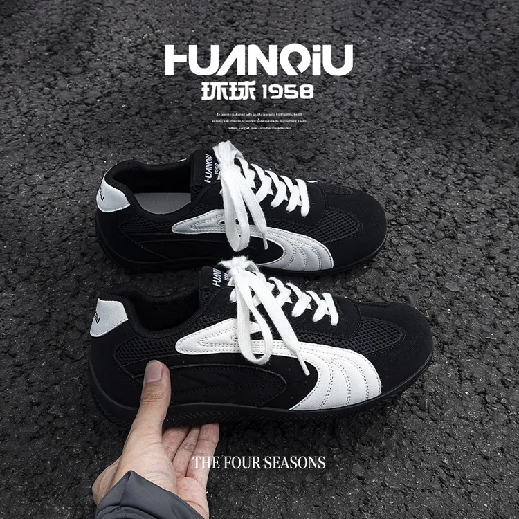 环球秋季学生低帮网面时尚百搭轻奢运动休闲鞋薄底男士潮流赛车鞋