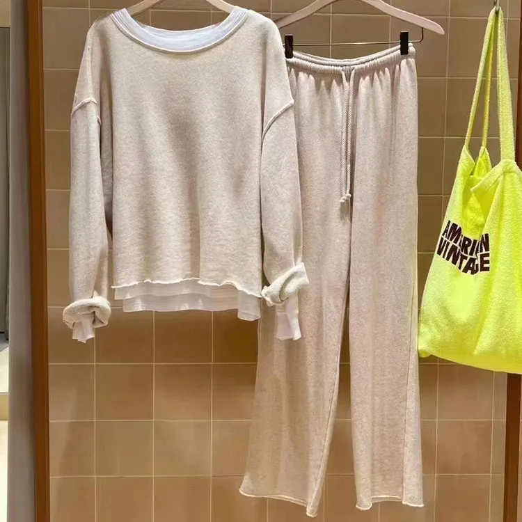 amv圆领卫衣女American Vintage秋冬宽松休闲套装卫裤女装阔腿裤