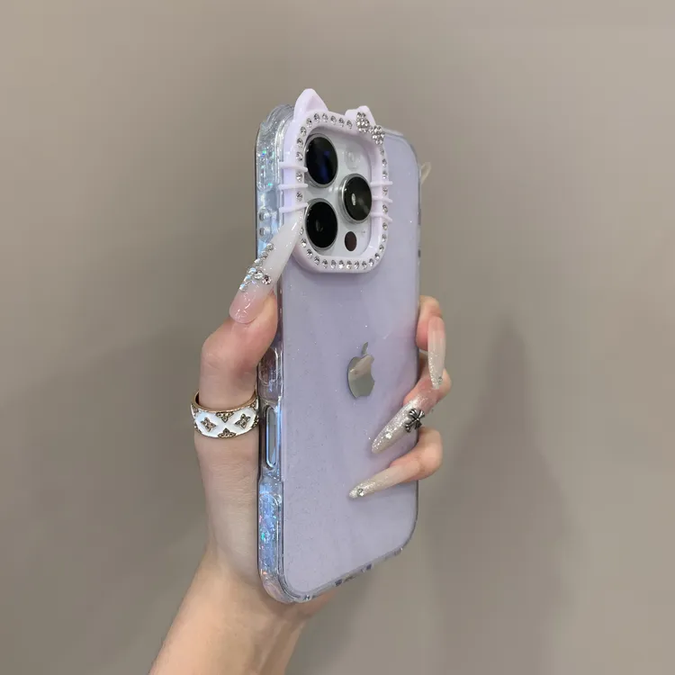高级感闪粉kitty猫镜头果冻适用苹果16手机壳15promax可爱14/13女