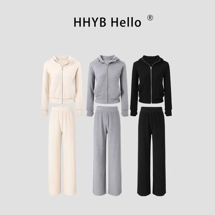 HHYB Hello德绒连帽卫衣运动裤休闲裤慵懒套装Q254302+Q252094