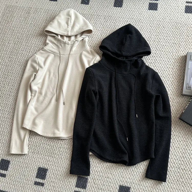 【米可家】双面绒感加厚立领连帽显瘦帽衫25285