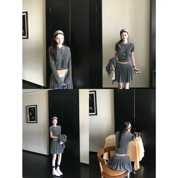 SKK“香软富家女”100羊毛Crush心动千金感温柔老钱毛衣开衫套装