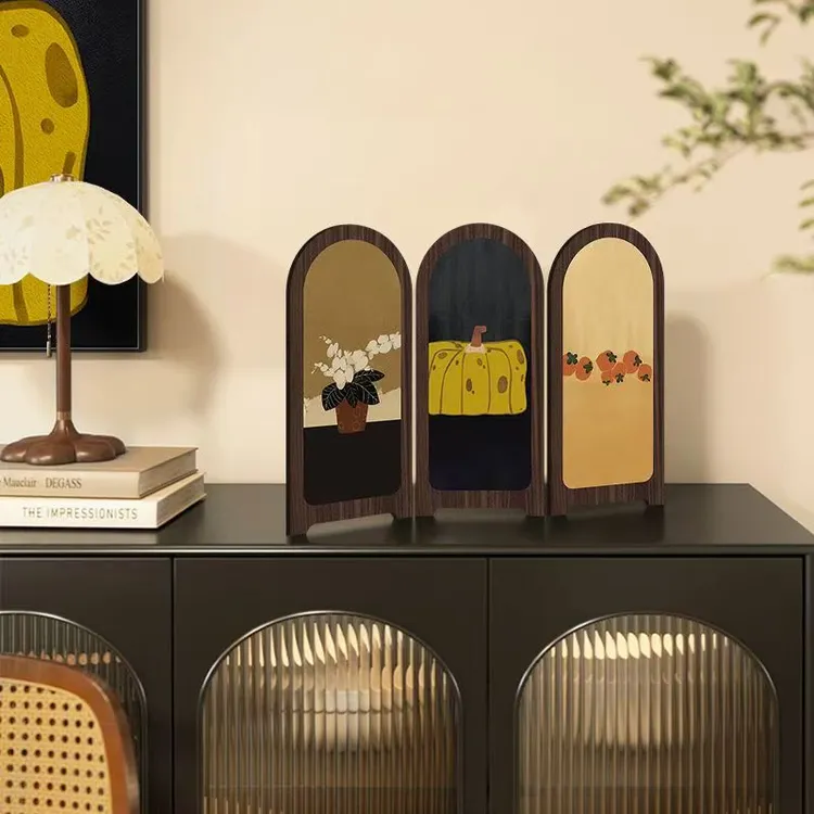 中古风小众艺术桌面玄关屏风摆件创意装饰画美拉德新中式装饰画