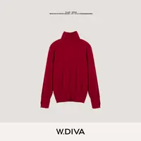 W.Diva【柏林2.0】秋冬山羊绒羊毛显瘦高领套头毛衫慵懒风53Z132661