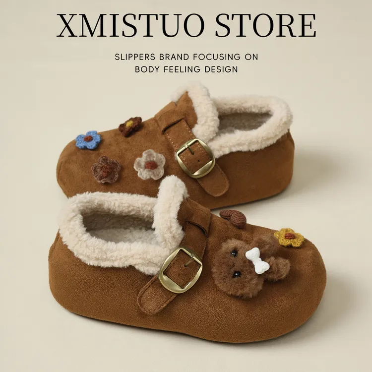 厚底全包棉拖鞋女2025冬季外穿复古百搭勃肯鞋防滑加绒保暖雪地靴