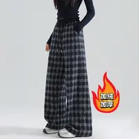 【奥粒/一体绒】女童格子裤加绒裤冬装2025新款时尚大童加厚直筒裤
