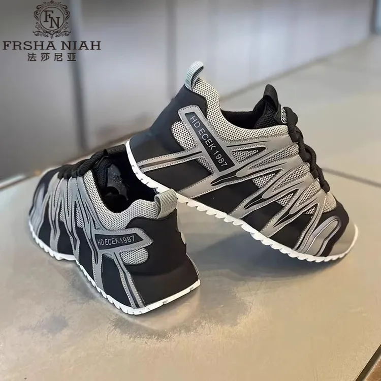 法莎尼亚秋季新款老爹鞋厚底增高舒适男鞋透气耐磨系带休闲运动鞋