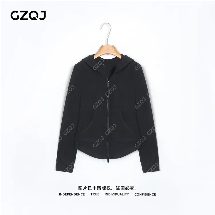 老琴私服【雾灰漫游】琥珀流光风时尚连帽拉链外套女冬季新款 70101