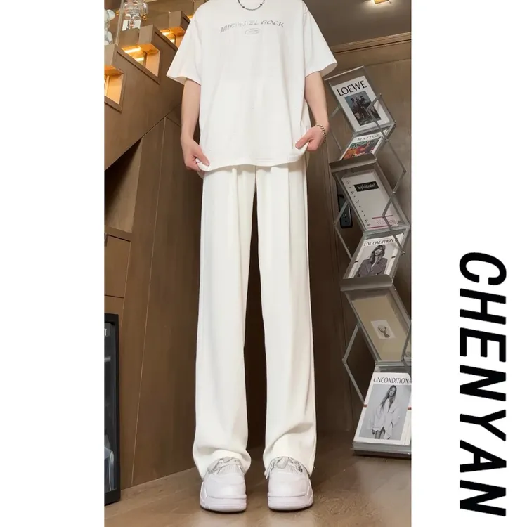 冰丝裤男夏季薄款透气垂坠感长裤直筒休闲阔腿裤子宽松凉凉裤子