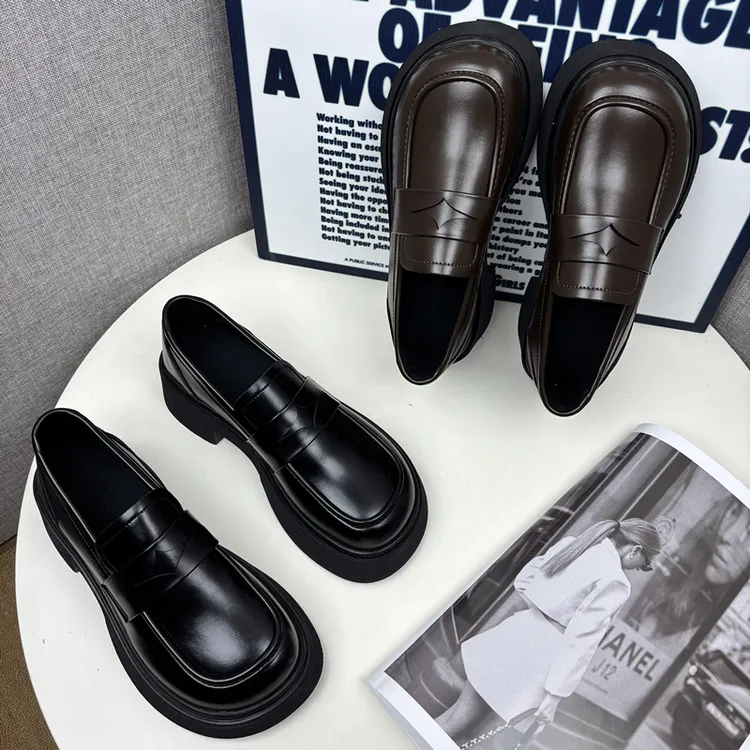 【喵上】厚底小皮鞋女2025新款英伦风职业百搭单鞋女工作春秋乐福鞋