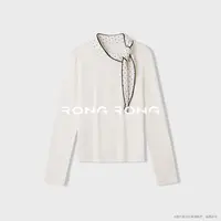 溶溶【灵动星境】RONGRONG绵羊毛莱赛尔拼接波点蝴蝶结上衣2502H603