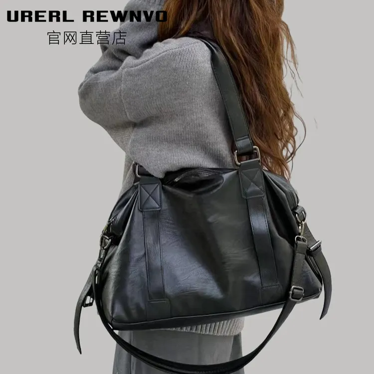 URERL REWNVO软皮托特包女2025新款通勤大容量旅行斜挎包大挎包