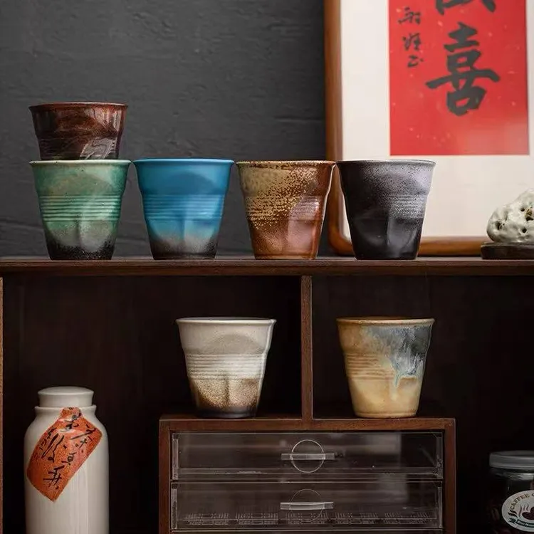 复古咖啡杯个性家用陶瓷纸杯杯创意小众手捏水杯杯手工窑变茶杯