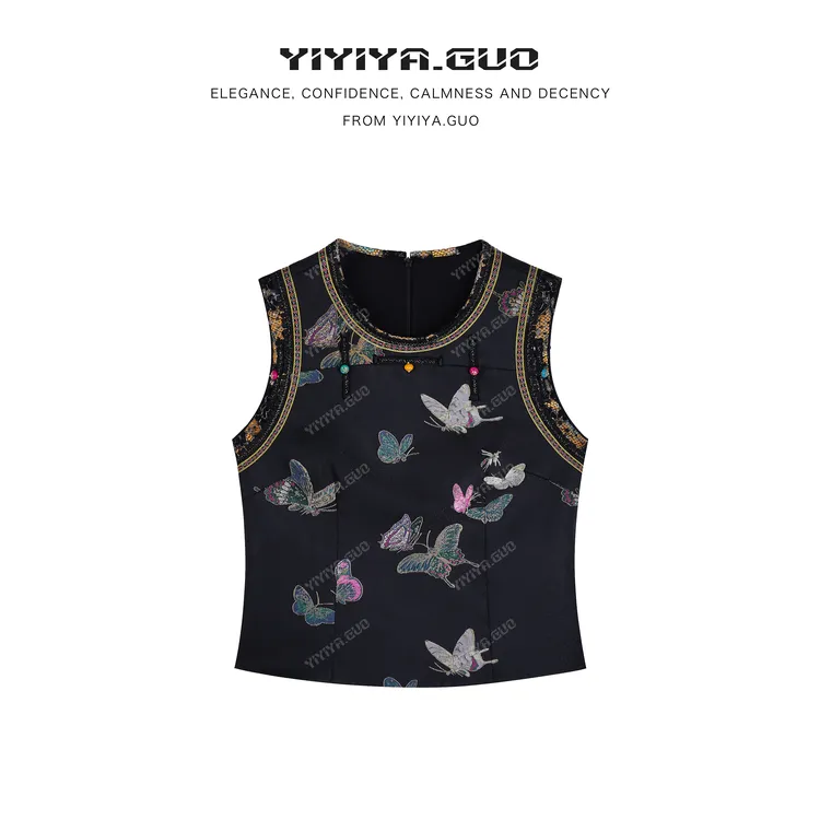 yiyiya.Guo艺艺吖【宝相·彩蝶】盘扣显瘦奢雅提花上衣080057SS52