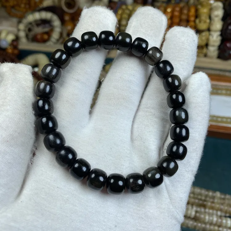 非金属皮质手链 黑驴蹄手串9mm老型珠文玩佛珠手串