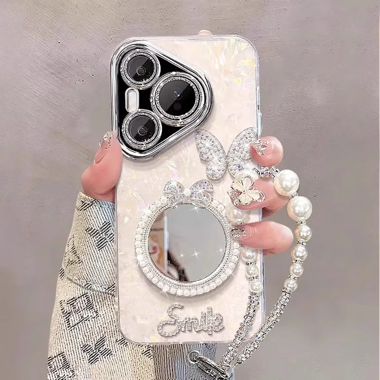 珍珠镜子适用华为pura80pro+手机壳p70ultra全包保护套mate60防摔