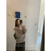 YESWOMEN半岛情书·混纺纱线立领翻领两穿坑条毛织开衫XY7059A4395