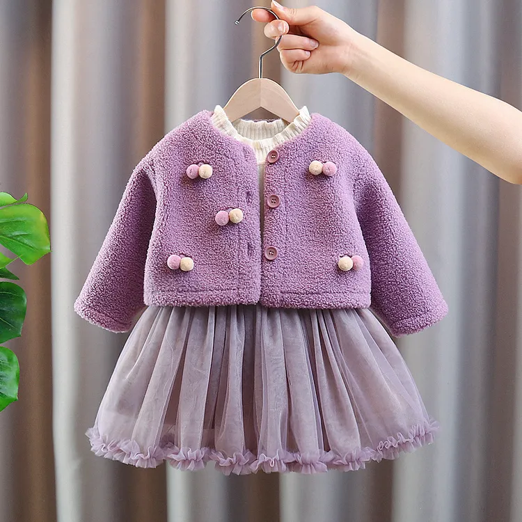 女童加绒连衣裙秋冬装2025新款宝宝周岁礼服洋气时髦儿童公主裙子