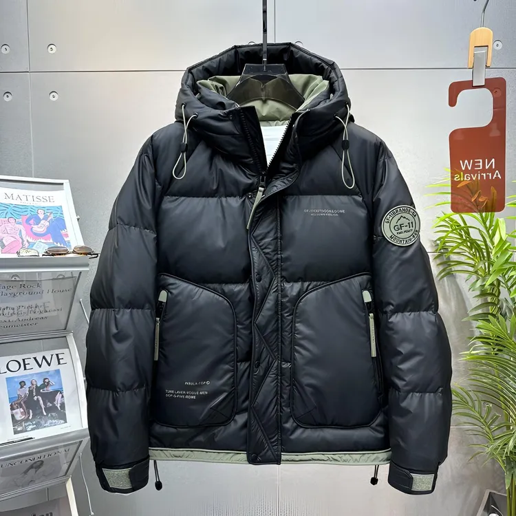 CQV男士冬季加厚短款羽绒服免洗潮流连帽上衣韩版时尚白鸭绒外套