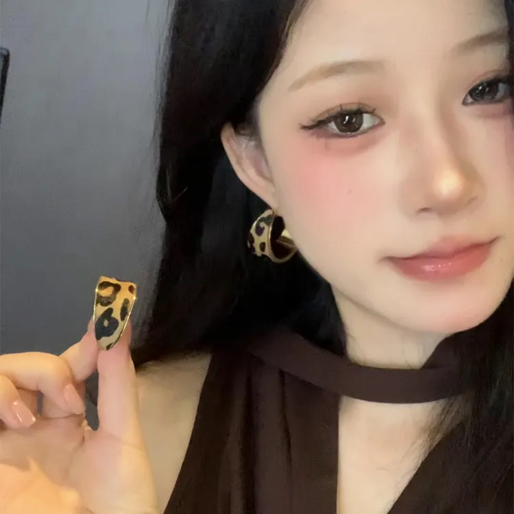 铜合金耳饰 金色豹纹耳环耳饰时尚新款耳饰轻奢小众