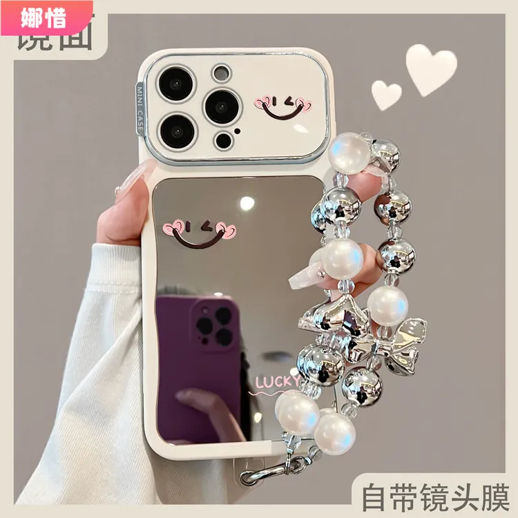 适用苹果17promax手机壳大视窗iPhone16pro带挂绳15镜子14网红13