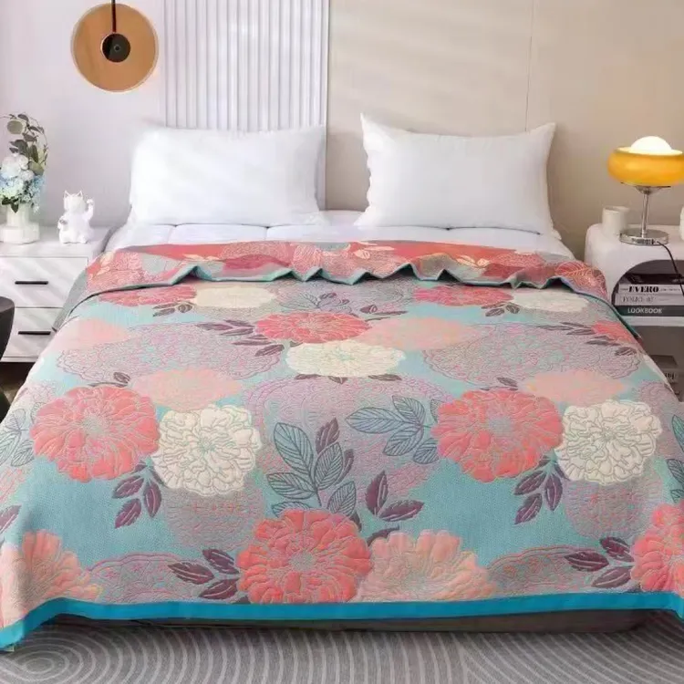 新疆包邮双面毛巾被盖被多功四层床盖大床多功能绗缝被盖毯空调被