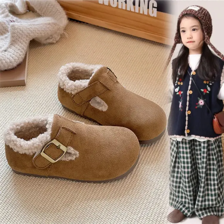 ABC儿童勃肯鞋2025冬季新款女宝宝加绒保暖鞋女童软底豆豆鞋棉鞋