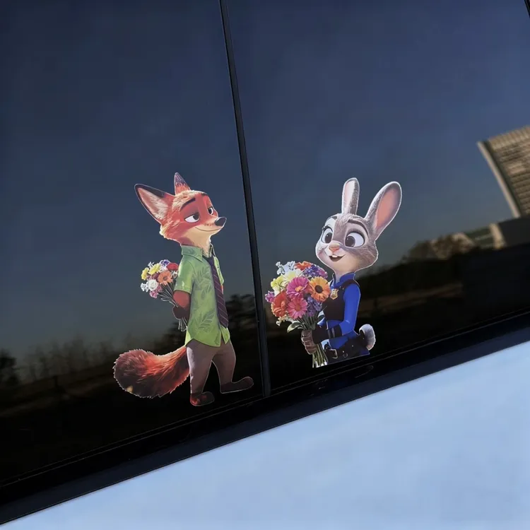 尼克朱迪车贴汽车车身车窗玻璃装饰贴纸卡通可爱摩托车电瓶车贴纸