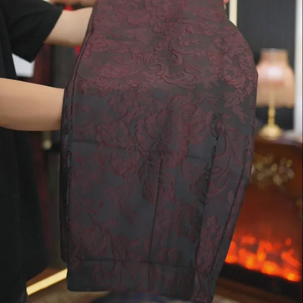 2025新款厚款提花冬季松紧腰微弹休闲裤复古唐装百搭直筒女士