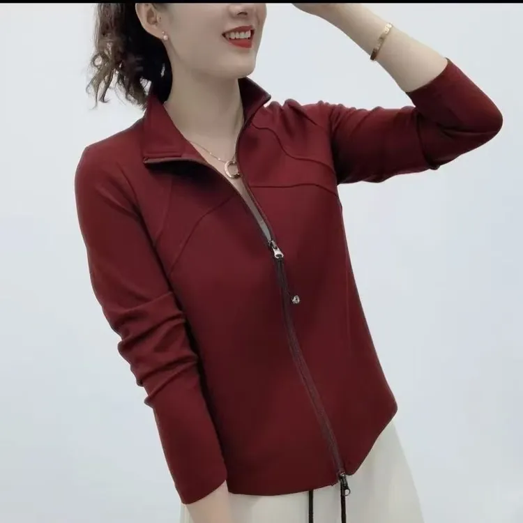 2025新款时尚百搭休闲拉链款显瘦保暖女款打底衫