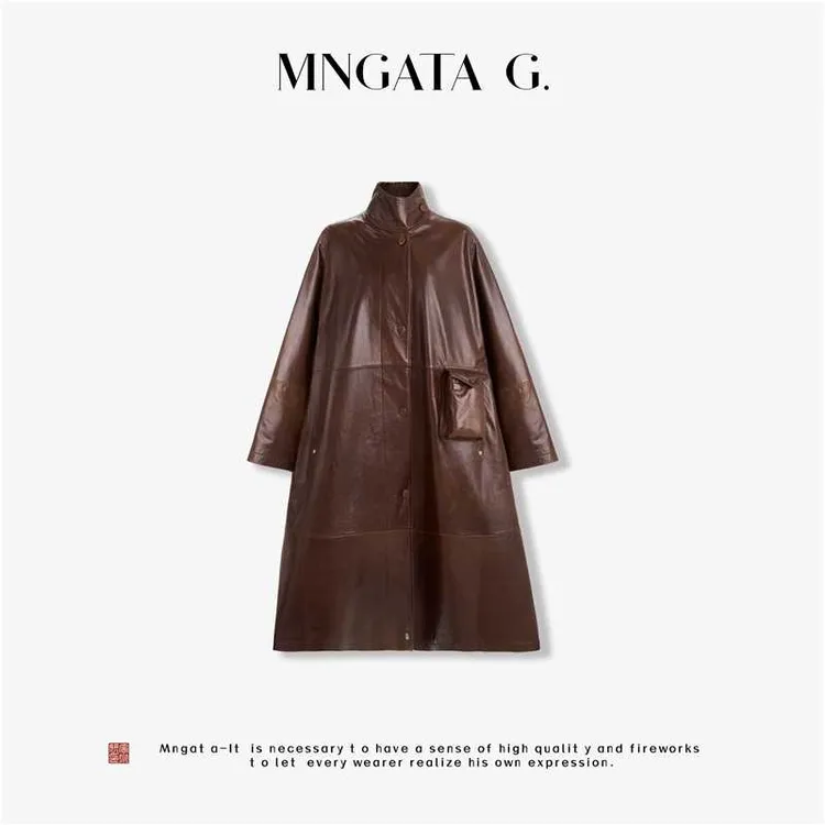 MNGATA G.宫小妍【曼奢山羊皮·大琥珀】非遗大秀同款长外套5080180