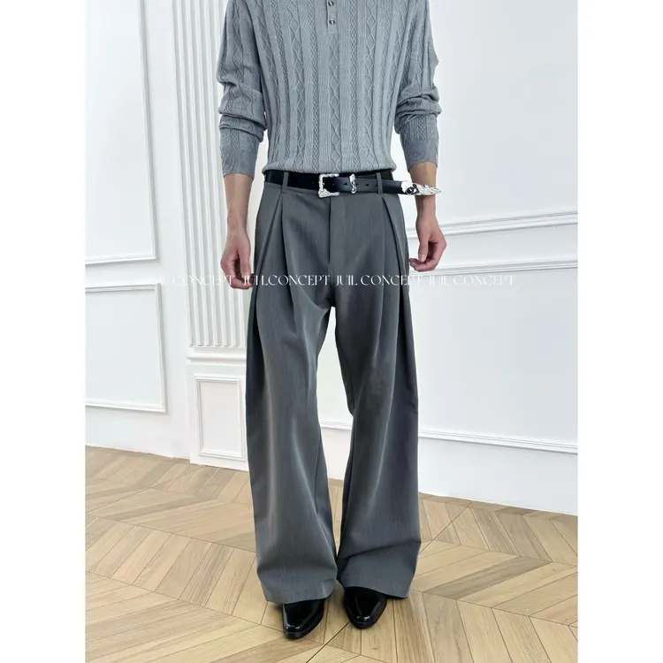 JIU.L 【高配版本】立体A字廓形双层褶弯刀西裤宽松cleanfit长裤