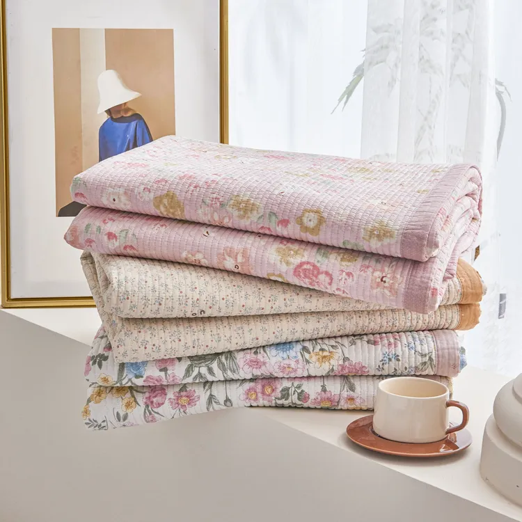 【床盖供应链】双面全棉床盖高温砂洗多功能三层夹棉绗缝加厚防滑