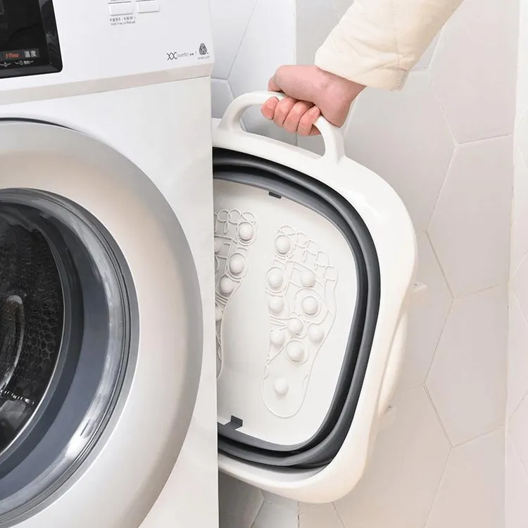 日本可折叠泡脚桶家用宿舍伸缩按摩塑料洗脚旅行便携式足浴盆