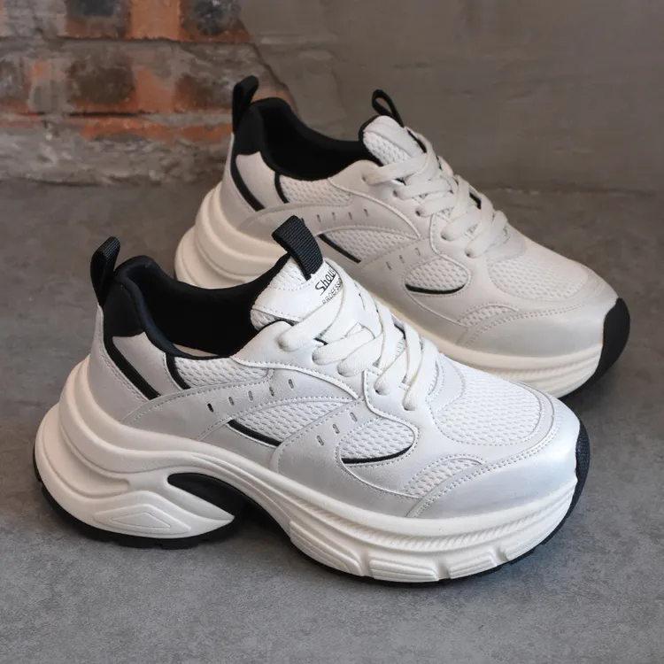 厚底银色老爹鞋女款2025春夏新款显脚小增高轻便运动鞋休闲小白鞋