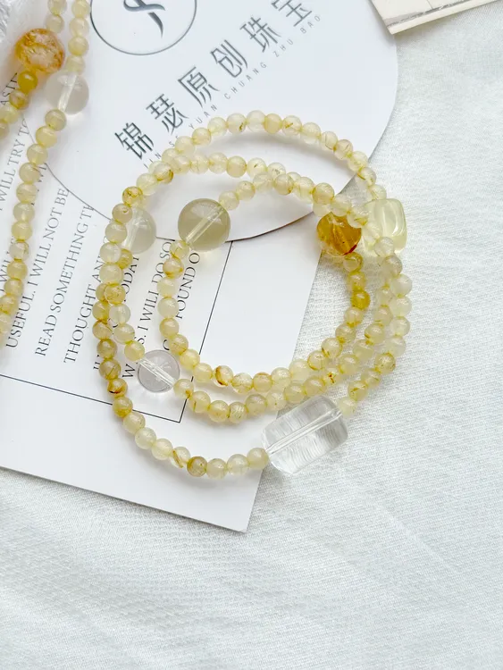 新中式高级小众金发晶黄水晶叠戴百搭手串