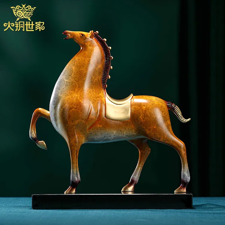 大铜世家马到成功将军马摆件黄铜玄关办公室桌面装饰商务乔迁礼品