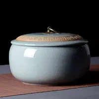 哥窑大号茶洗缸带盖陶瓷茶渣缸中式水洗茶杯盆家用笔洗小水盂