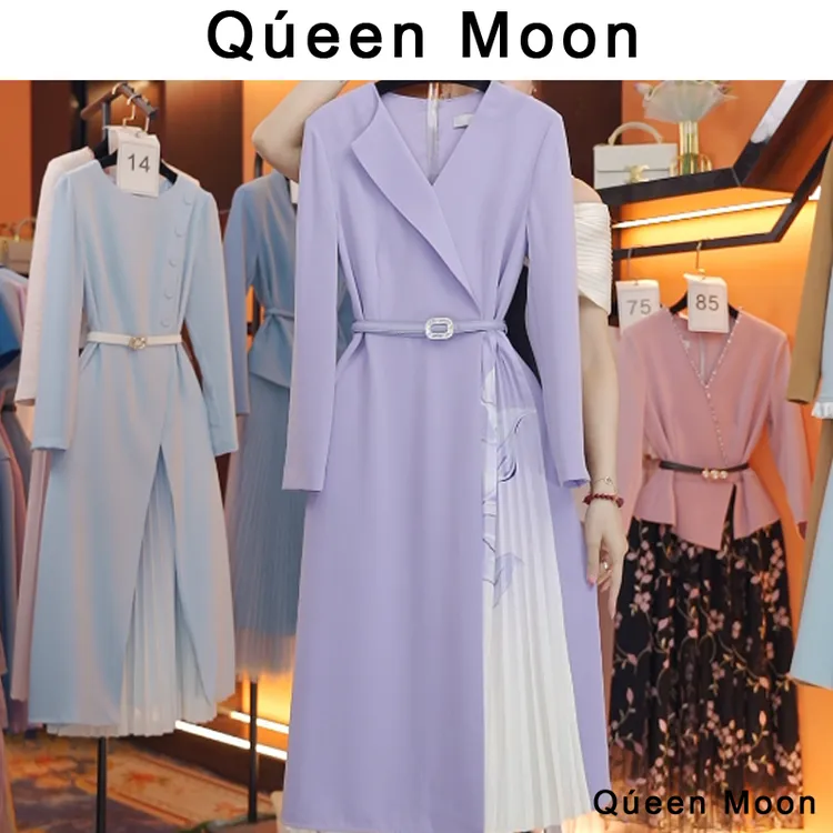编码87【QúeenMoon】经典轻奢百搭气质连衣裙拼接长裙 (定制女装)