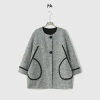 ME【雪国黎明】马海毛绵羊毛混纺时尚百搭圈圈呢一手长大衣MESA2188