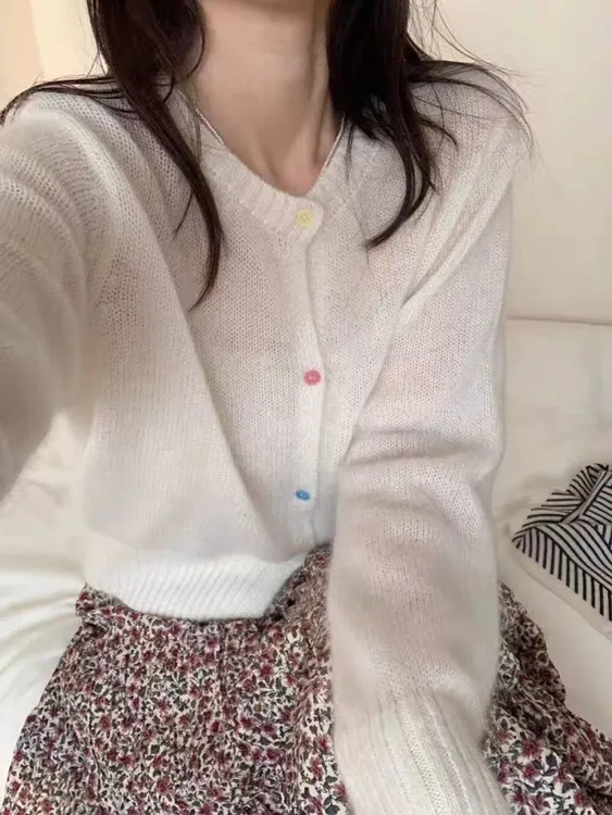 100%澳洲羊毛英伦风女士羊毛衫百搭时尚网红针织开衫轻奢气质开衫