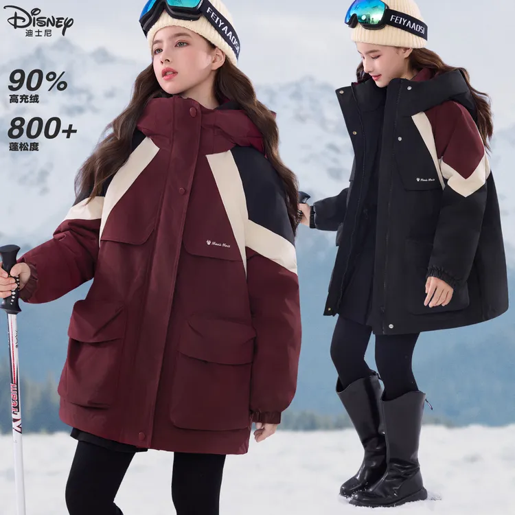 女童羽绒服冬季新款2025儿童冲锋衣连帽外套加厚外出服青少年装