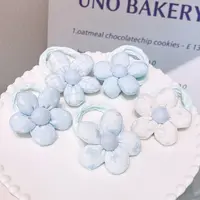 A-9205（满10米飞）d 混色1个蓝色花花布艺充棉甜美波浪面膜圈 发圈