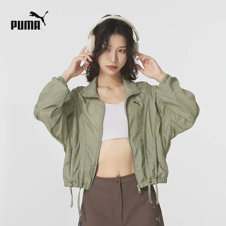 PUMA彪马立领梭织夹克女秋季新款运动服休闲宽松跑步外套流光风