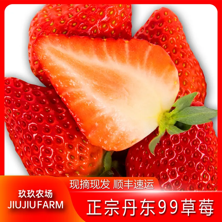 【空运包邮】正宗丹东99草莓新鲜1.8/2.8斤红颜东港九九草莓原产地