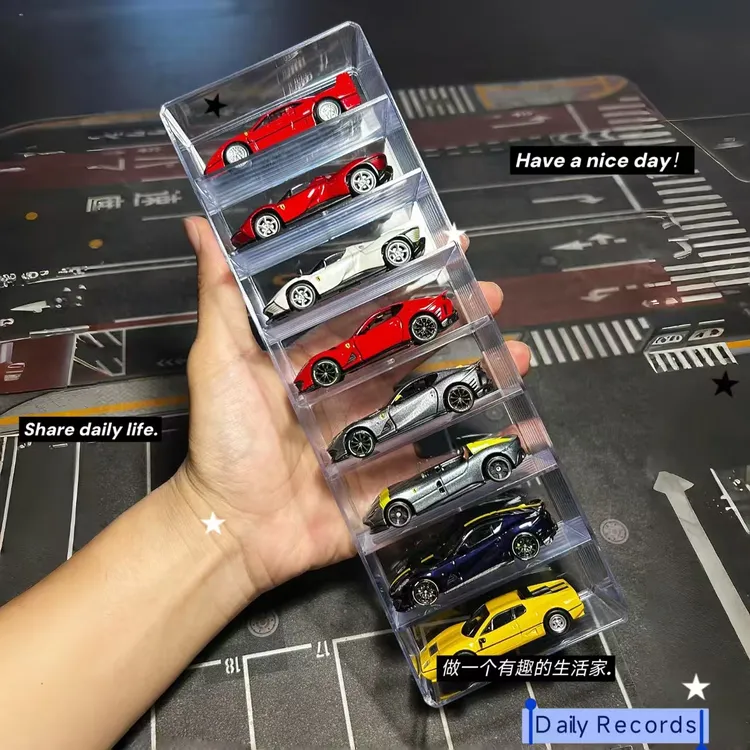 小汽车收纳神器适用多美卡风火轮大容量1:64儿童玩具车模型展示盒